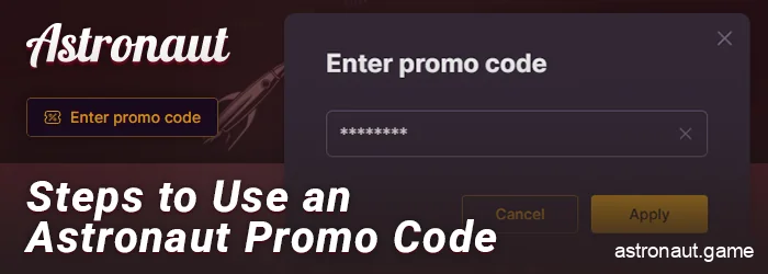 How to activate a promo code for the game Astronaut